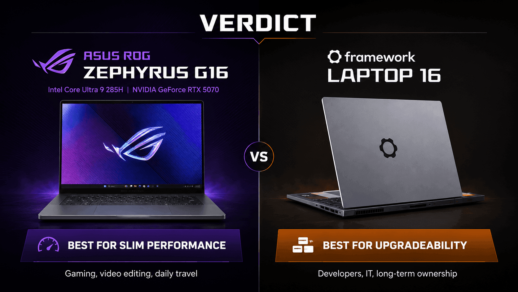 ASUS ROG Zephyrus G16 vs Framework Laptop 16: Which 16-Inch Laptop Wins?