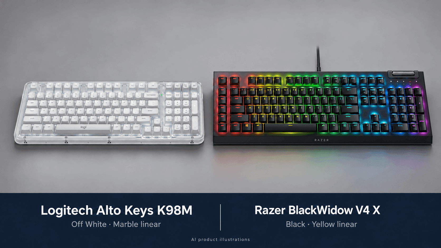 Logitech Alto Keys K98M vs Razer BlackWidow V4 X